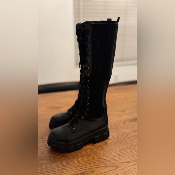 NWT Sam Edelman leather Combat Lace-Up Knee-High Boots - Picture 3 of 7